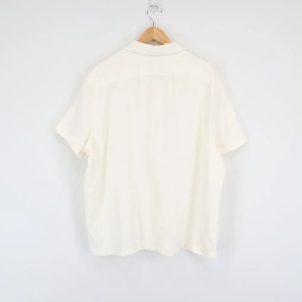 J.Crew Men's Short Sleeve Textured Cotton Camp Collar Shirt Ivory Size XL NWOT